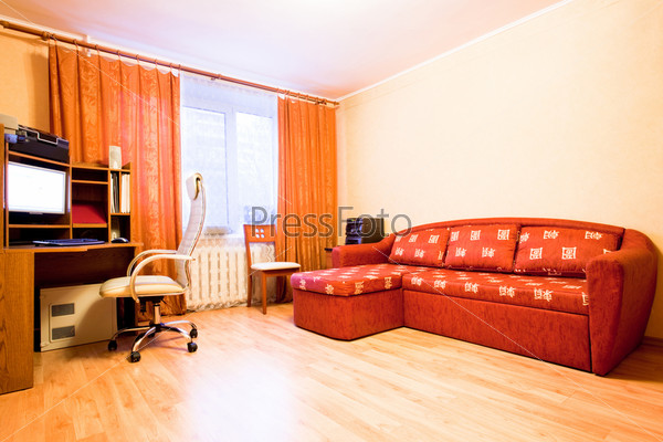 Apartment, interior, sofa and computer corner