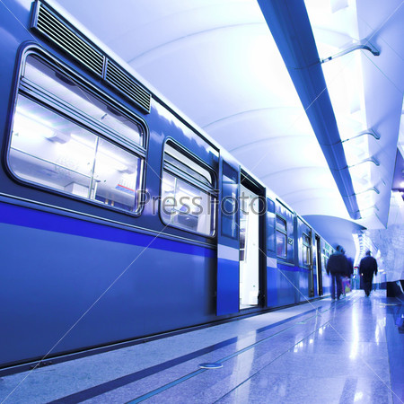Blue fast train stay at platform