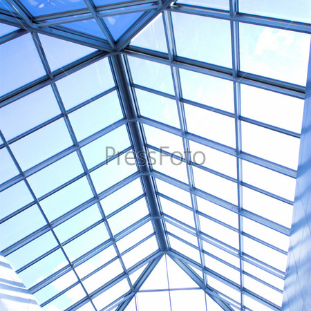 futuristic business center  roof construction close-up