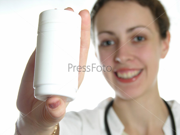 Doctor holding product