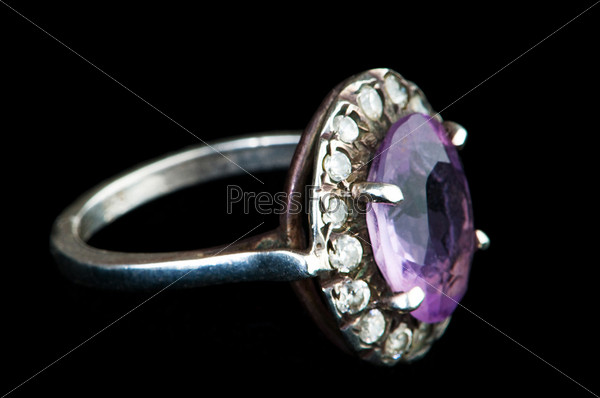 Jewellery ring isolated on the black
