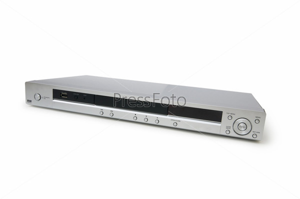 Silver DVD player isolated on the white