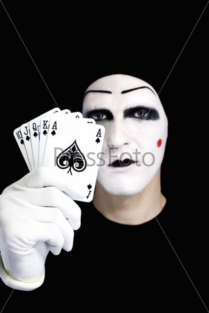 Portrait of the mime with Royal Flush