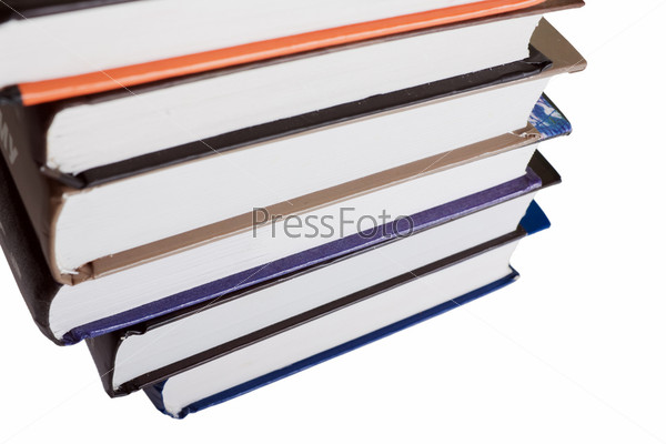 Education literature book stack isolated on white