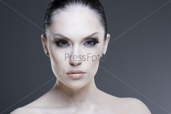 Adult pretty woman stylish portrait. Skin texture saved