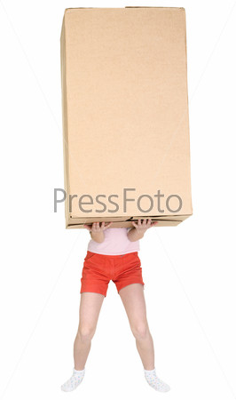 Child holds a huge box
