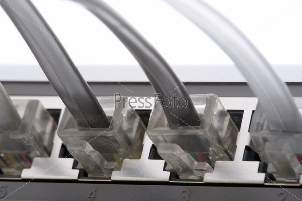 object on white - ETHERNET switch close up