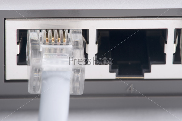 object on white - connecting on the ETHERNET switch