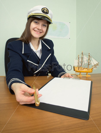 Woman - captain suggests us to sign document