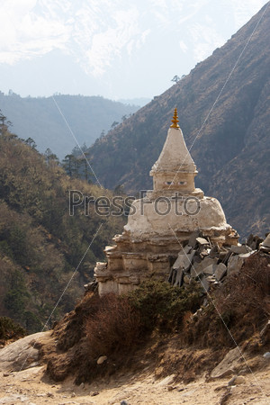 Old buddhist stupa in Tibet, Himalayas, Nepal