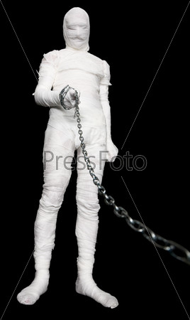 Man in costume mummy with chain