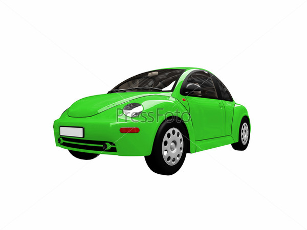 isolated green bug car on a white background