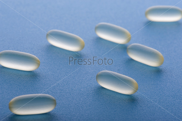 object on blue - Medical Tablets close up