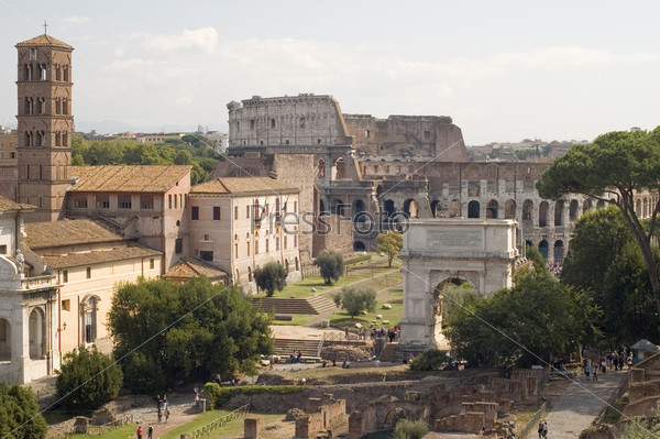 Roman forum with coliseum