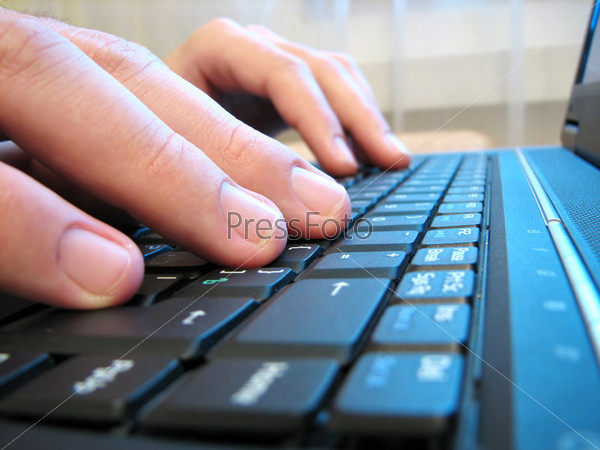 Computer keyboard with human hands
