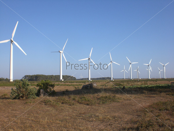 Wind electric generator at road in the west of Portugal.
