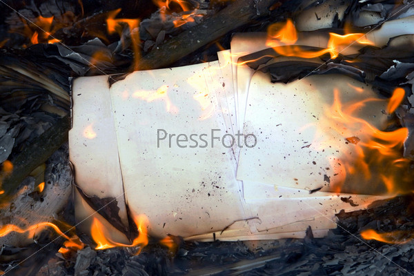Burning paper, fire