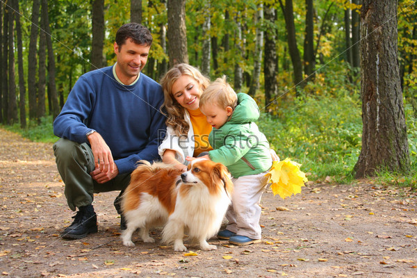 Family with boy and dog