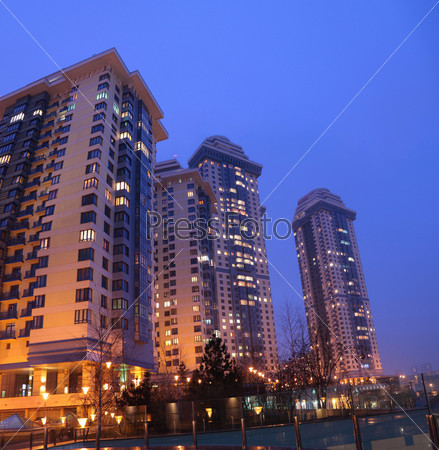 Apartment houses at evening