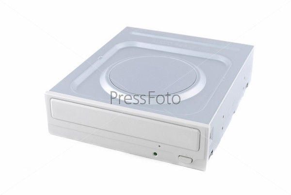 Computer device DVD RW and disks to it on a white background