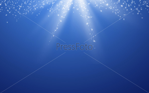 Magic background with sky gradient and flying shining stars