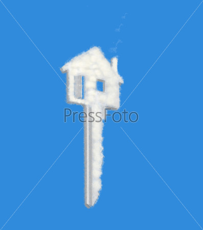 House key dream cloud on blue