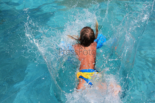 girl teenager jumped in pool