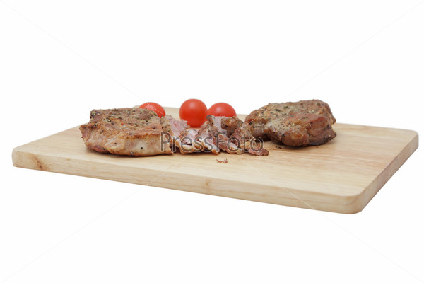 meat on cutting board. isolated object