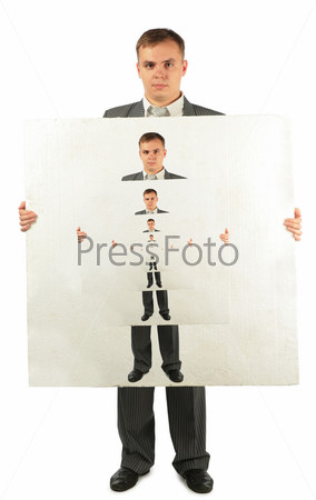 businessman with foam plastic board with businessman with\
foam plastic board with...