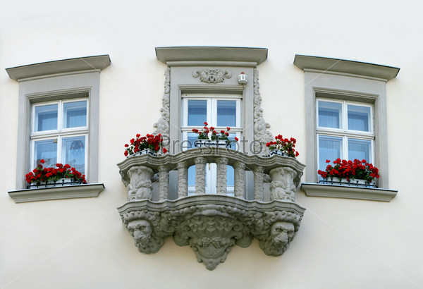 Balcony on the old house in Lvov