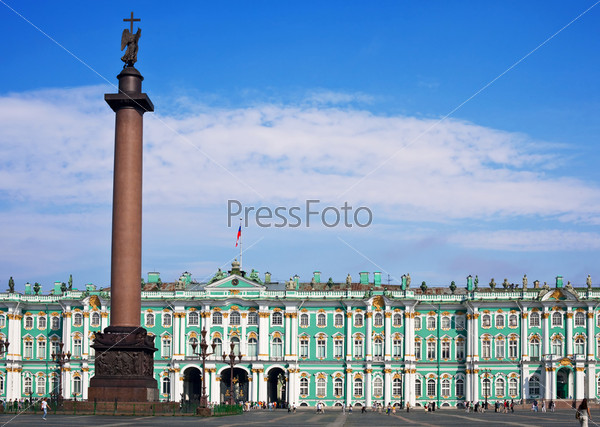 Winter Palace and  Alexander Column on  Palace Square in St. Petersburg/ Dvortsovaya Ploshchad in St. Petersburg