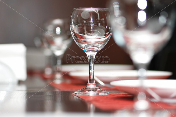 Wine glasses on the table - shallow depth of field, stock photo