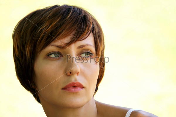 Face of a young girl being in nature, stock photo