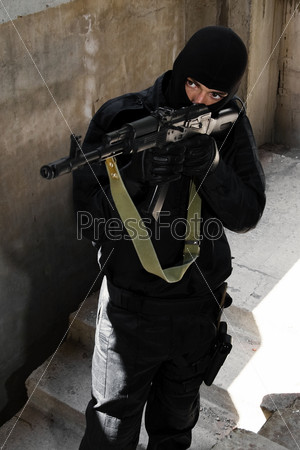 Terrorist with AK-47 automatic rifle