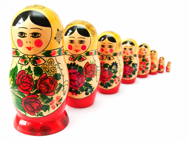 Russian dolls in line