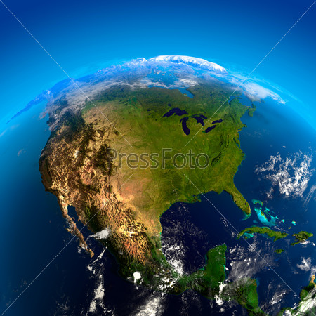 Вид на Северную Америку со спутника