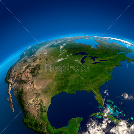 Вид на Северную Америку со спутника
