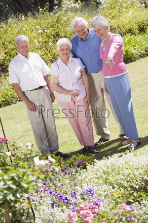 Group of senior friends in garden