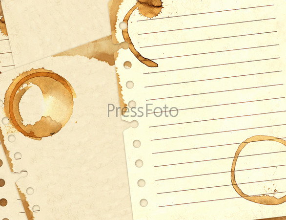 Листы блокнота в кофейных пятнах