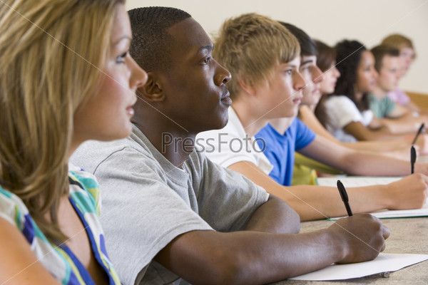 College students listening to a university lecture