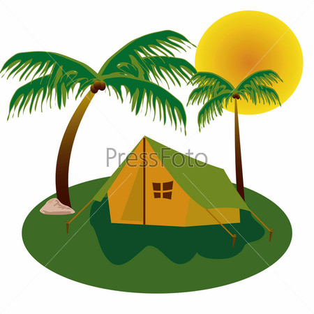 Tent costing under palm