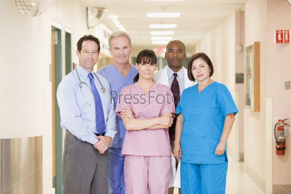Hospital Team Standing In A Corridor