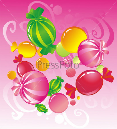 All-sorts from sweets on a pink background