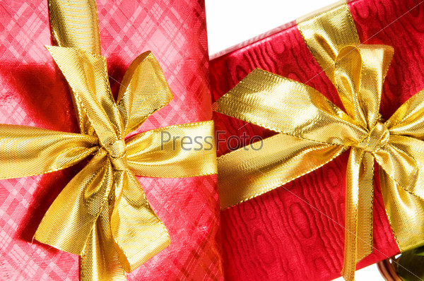 Celebration concept - Gift box against colorful background, stock photo