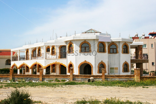 Residential building in North Cyprus, Turkish area, stock photo