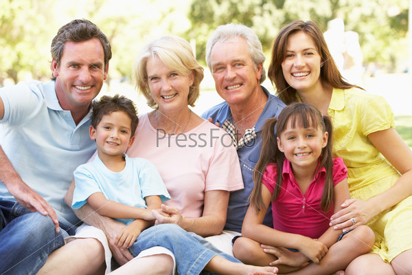 Extended Group Portrait Of Family Enjoying Day