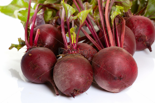 bunch  of beets  isolated on white