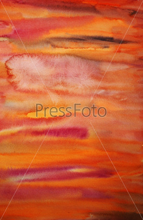 Watercolor flame-coloured hand painted art background for scrapbooking design,created by my own