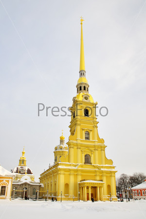 Peter and Paul Cathedral, winter, snow drifts, St. Petersburg