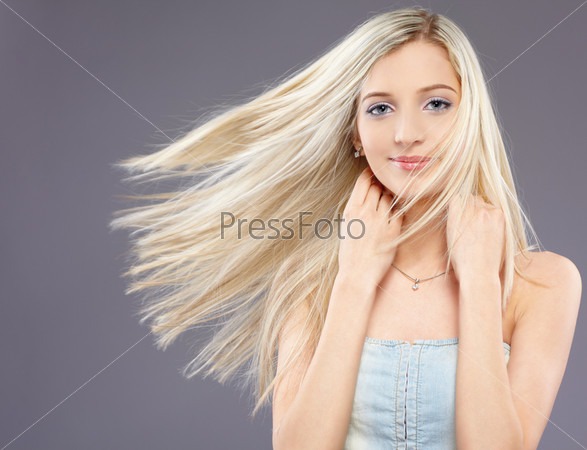Girl with fluttering hair